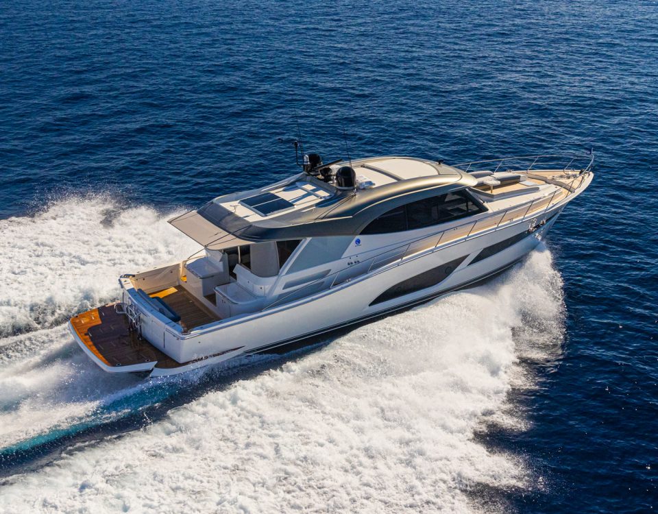 Riviera-645 SUV yacht cruising through the water