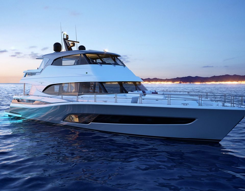 Riviera 78 Motor Yacht at sunset